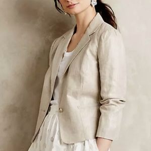 Anthropologie Cartonnier Linen Blazer  Size 10